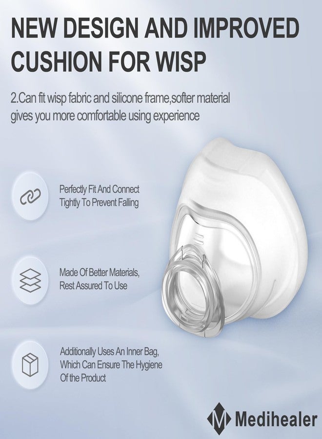 ميديهيلر عبوة من قطعتين من وسائد بديلة لجهاز Wisp من Medihealer، وسادة أنفية بديلة لجهاز Wisp بإطار من القماش والسيليكون، لا تناسب جهاز Dreamwisp، مستلزمات عالية القيمة (كبير) - Image 2